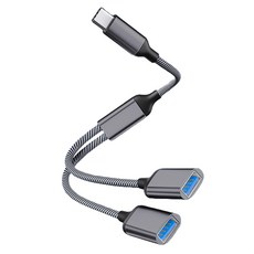 二合一多重擴展轉換 OTG 線 C 型, 灰色, 1個, 12cm