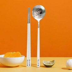 史努比餐具套裝, 勺子+筷子, 象牙白, 1組