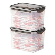 나누담 클래식 삼겹 목살 생선 보관 트레이 밀폐용기 3.7L, 2개, 용기 2p + 뚜껑 2p + 채반 16p