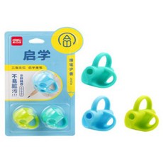deLi 得力 握筆輔助器3件組 VC501, 藍色+薄荷色+綠色, 1組