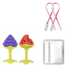 앙쥬 치발기 2종 세트, 포도(치발기) + 3D수박(치발기) + 보관 케이스 + 스트랩, 혼합색상, 1세트 혼합색상, 1세트, 포도(치발기) + 3D수박(치발기) + 보관 케이스 + 스트랩