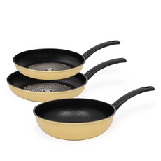 인터쿡 다이아 3종 세트, 옐로우, 3개, 후라이팬 28cm + 24cm + 궁중팬 28cm
