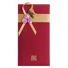 Maket Gamseong 紅色信封 緞帶裝飾信封 深紅色 玫瑰紫色, 1個