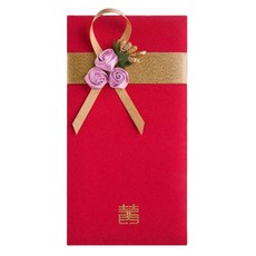 Maket Gamseong 紅色信封緞帶裝飾信封紅玫瑰紫色, 1個
