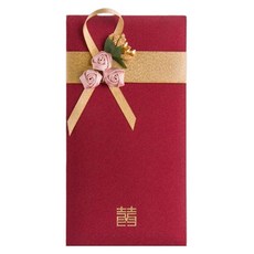 Maket Gamseong 紅色信封緞帶裝飾信封深紅玫瑰粉紅色, 1個