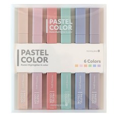 모닝글로리 5000 파스텔 형광펜 6종 세트, 혼합색상, 1세트 혼합색상, 1세트