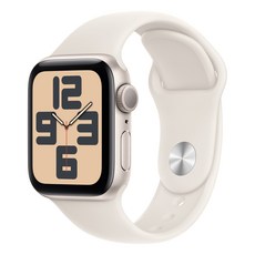 Apple 정품 2024 애플워치 SE 2세대 알루미늄 케이스, 40mm, GPS, 스타라이트 / 스타라이트 스포츠 밴드, M/L