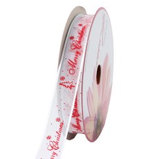 노크원 크리스마스 오간디츄리 리본끈 15mm, 화이트, 1개, 15m