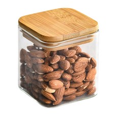 인블룸 원목뚜껑 사각 내열유리병, 1개, 480ml
