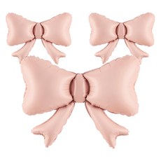 조이파티 리본 미니쉐입 은박풍선, 핑크, 3개