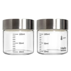 헬로키친 내열유리 눈금 유리병, 100ml, 2개