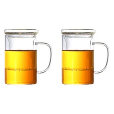인블룸 티망 내열유리 머그컵 찻잔 550ml, 투명, 2개