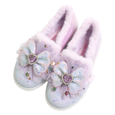 FROMBEBE 여아용 로렌 플라워 LED 털 슬립온