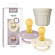 BIBS 컬러 고무 쪽쪽이 2종 + 전용캡 세트, 2단계, 아이보리, 더스키라일락, 1세트 2단계, 아이보리, 더스키라일락, 1세트