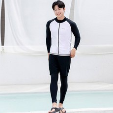 아쿠아티카 남성용 집업 래쉬가드 상의 AQAMJP23001 + PL 레깅스 반바지 세트