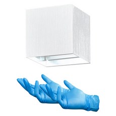 DAYON LED 8W現代方形室內外KS產品環形壁燈可調節發光角度+2件硝基手套套裝, 電燈色（白)