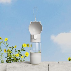 파스텔펫 반려동물 캣이어 휴대용 급수식기, 그레이, 1개