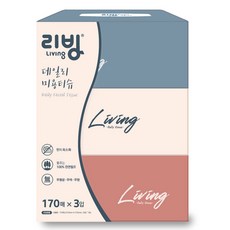 리빙티슈 데일리 펄프 미용티슈 2겹, 3개, 170개입