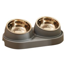 파스텔펫 반려동물 컬러 경사 더블 식기 FREE 35 x 19 x 11.5 cm, 그레이, 1개