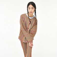 [하고하우스] 이유이이 여성용 wool 멀티 스트라이프 심리스 가디건