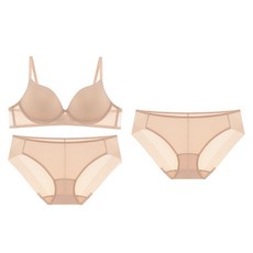 글램레이디 내츄럴핏 노와이어 볼륨 노라인 여성 속옷 브라 1P + 팬티 2P 세트