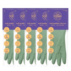 오마이키친 라텍스 소프트 팔목 고무장갑, 5개, 소(S), 파스텔민트