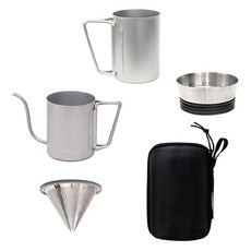 브루클린 아웃도어 핸드드립 7종 세트, 드립서버 400ml + 드립케틀 600ml + 필터거치대 + 드립필터 + 분리형 스파우트 + 마개 + 케이스, 1세트