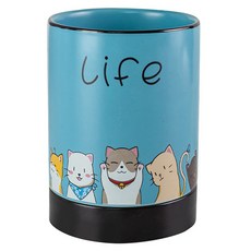 묘먀미 라이프 고양이 물빠짐 세라믹 수저통 FM083, 블루블랙, 1개