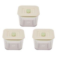 네스틱 유아용 토끼 에코볼 이유식용기 정사각, 200ml, 루미너리그린, 3개