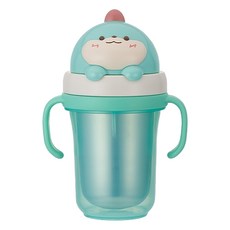 에디슨 프렌즈 흘림방지 이중 스텐 빨대컵2, 300ml, 1개, 공룡