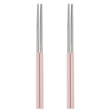 이지실리 컬러 실리콘 핸들 스텐304 진공 젓가락, 핑크, 2개, 단품
