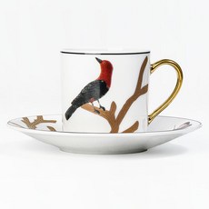 베르나르도 오오와죠 에스프레소 컵 88ml 5.5 x 5.5 x 7 cm + 소서 12 x 12 x 1.5 cm 세트, 혼합색상, 1세트