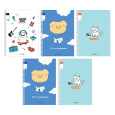 morning glory 填寫筆記本小學春季筆記本 3-6無題 21行 3種+隨機出貨 2入組 A, 1組, 搖滾明星貓,飛行小狗,可愛的狗