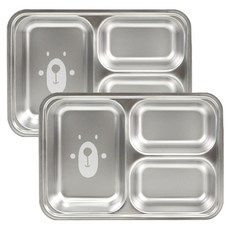 kitchen U 幼兒用熊熊不鏽鋼304 3格深餐盤, 單色, 2個, 單品