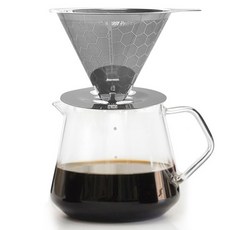 잇츠빈 에센셜 논필터 커피 핸드드립 2종 세트, 1세트, 스텐 드리퍼 + 커피서버 600ml