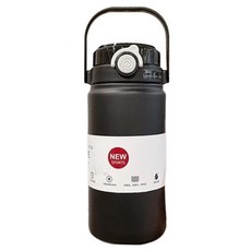 彈蓋雙飲水壺, 316不鏽鋼材質, 附帶提手, 大容量1000ML, 一鍵開蓋設計, 黑色, 1L, 1個
