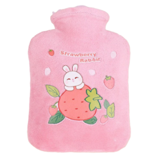 拍平方 毛絨熱水袋, 500ml, PVC+短毛絨, 高密度毛絨, 加厚防爆, 1個