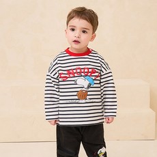milkmile Peanuts幼兒款史努比外野手條紋T恤