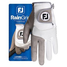 FootJoy 男款New Rain Grip高爾夫手套 左手用, 白+灰, 1個