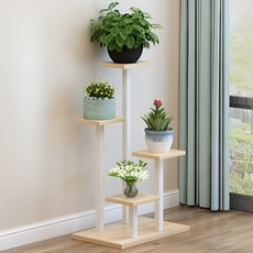 北歐風現代花盆整理展示架, 4層, 木白色