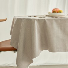 리빙공감 모던 가죽 방수 무지 테이블 식탁보, 아이보리, 4인용 와이드(180 x 140 cm), 1개