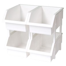 BONOHOUSE 理由層疊型多功能收納盒 15.5*23.5*11.2cm, 4個, 白色