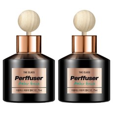 더클래스 퍼퓨저 차량용 방향제 75ml + 우드볼 스틱 + 논슬립 패드, 앰버그린, 2세트 앰버그린, 2개