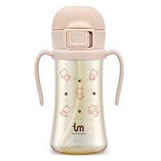 토비앤몰리 유아용 PPSU 돗람이 원터치락 빨대컵 280ml, 1개, 핑크