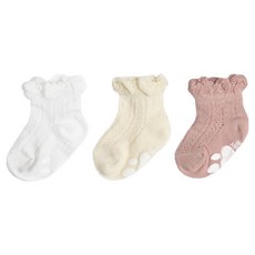 여아용 하이베이비키즈 썸머레이스 양말 파스텔 3켤레 세트