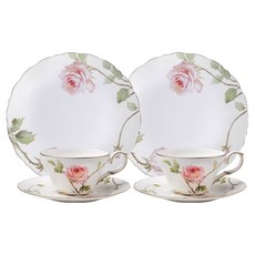 Tirogi Tea Logic玫瑰花園2人3件茶組, 1組, 杯碟 S 2p + 盤子 S 2p, 白色