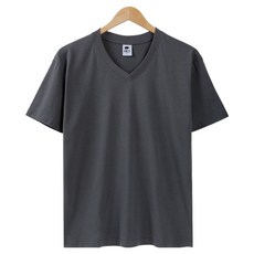 Mct Mon Collection男款簡約V領大尺碼短袖T恤, 炭灰色