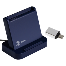 aibo AB25 晶片讀卡機 墨藍色 直立式ATM讀卡機 手機支架 Type-C轉接頭, 1個, ICCARD-AB25-B