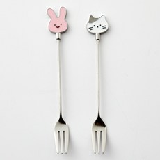 버터 샵 큐티뽀짝 티포크 밀크캣 + 스크래빗 세트, SILVER, 1세트 SILVER, 1세트