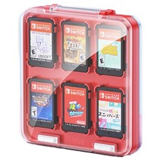 이이네 닌텐도 스위치 투명 자석 12 in 1 게임 팩 케이스, 레드, 1개, l1016 레드, 1개, l1016